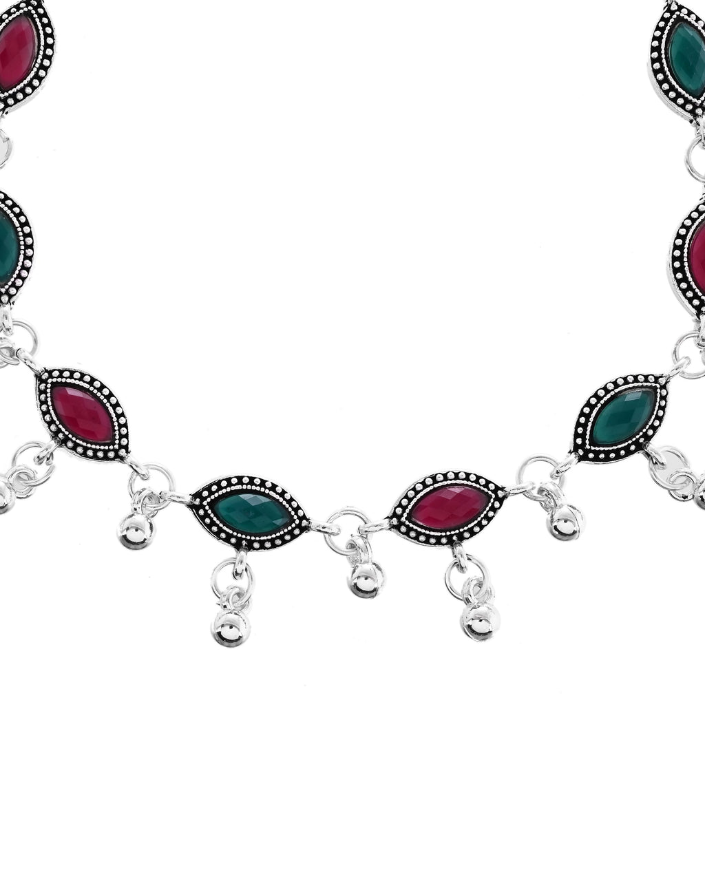 VOJ Set of 2 Stone Studded Designer Anklet - Distacart