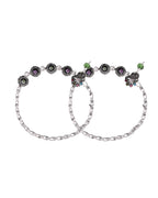 VOJ Set of 2 Handcrafted Stone Studded oxidized Anklet