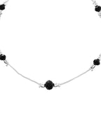 VOJ Set of 2 Black Beads Studded Designer Anklet
