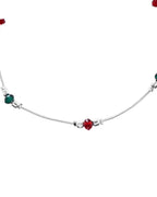 VOJ Set of 2 Silver Toned Handcrafted Artificial Beads Designer Anklet