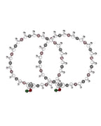 VOJ Set of 2 Silver Plated Floral Designed Meenakari Anklet - Distacart