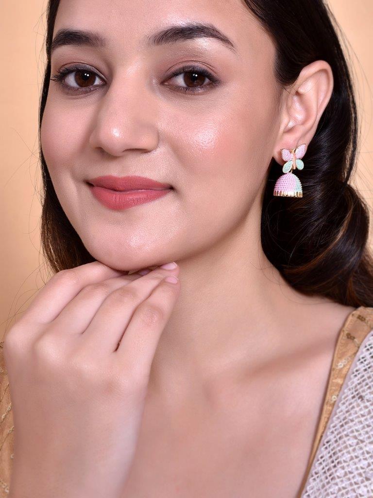 VOJ Multi Color Butterfly Contemporary Jhumka Earrings - Distacart