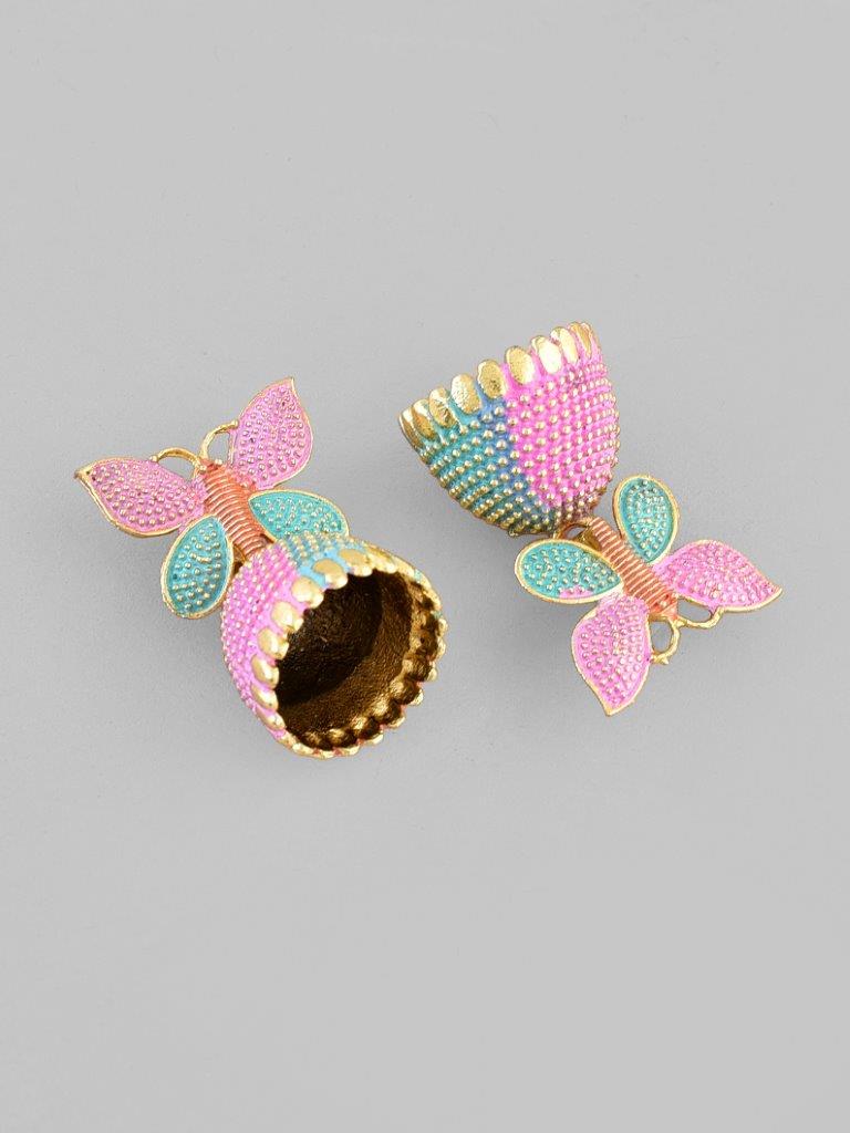 VOJ Multi Color Butterfly Contemporary Jhumka Earrings - Distacart