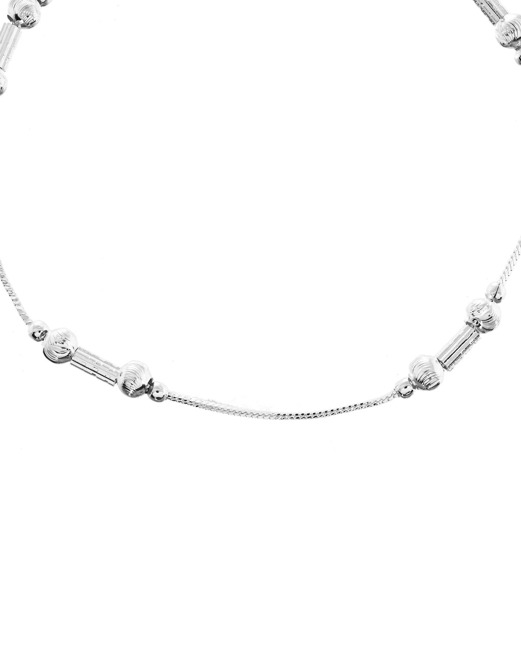 VOJ Set of 2 Silver Plated Pipe Shaped Designer Anklet