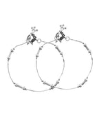 VOJ Set of 2 Silver Plated Pipe Shaped Designer Anklet