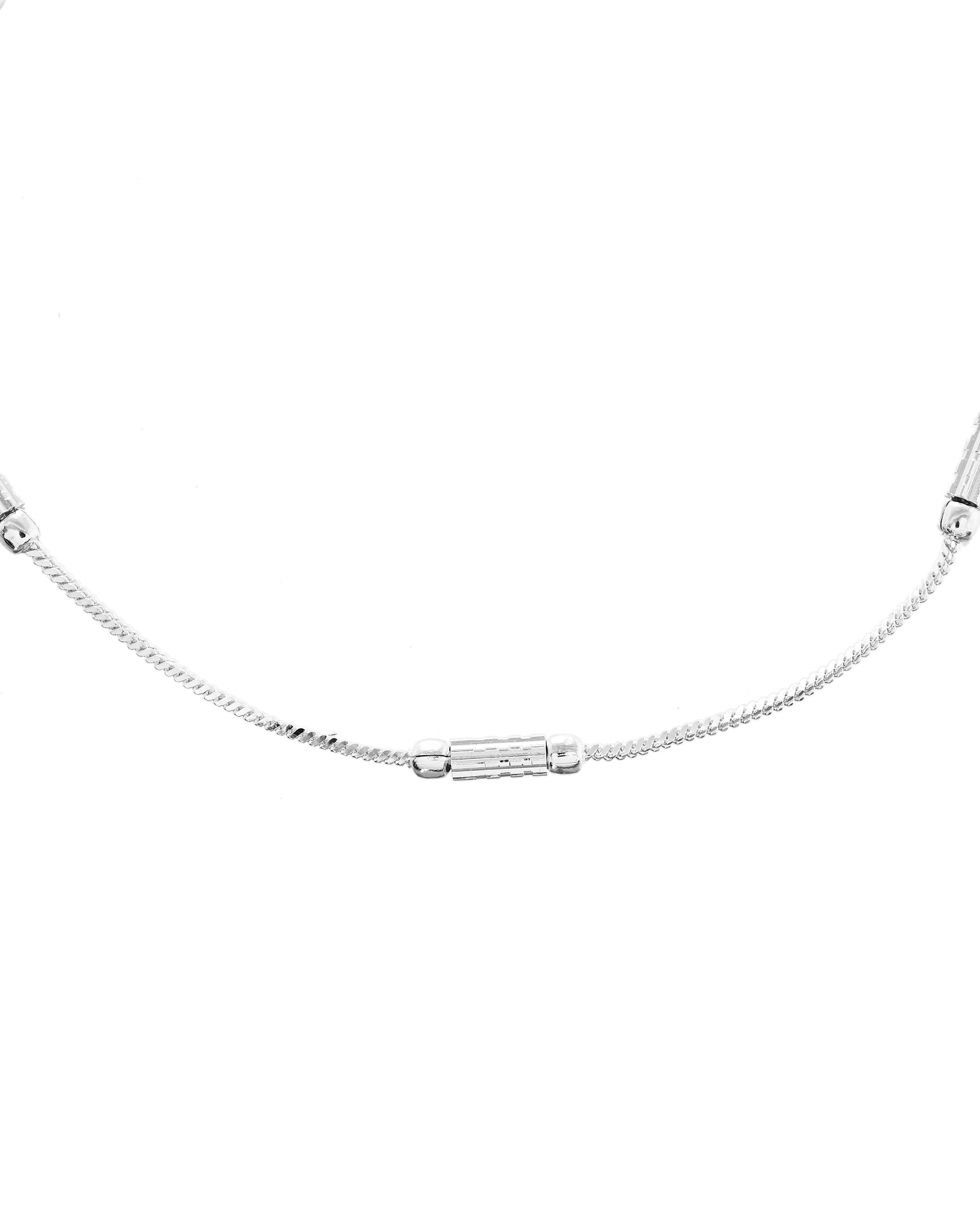 VOJ Set of 2 Silver Plated Pipe Shaped Handcrafted Anklet