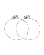 VOJ Set of 2 Silver Plated Pipe Shaped Handcrafted Anklet