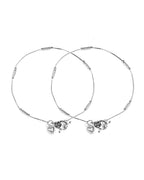 VOJ Set of 2 Silver Plated Pipe Shaped Handcrafted Anklet