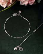 VOJ Set of 2 Silver Plated Pipe Shaped Handcrafted Anklet