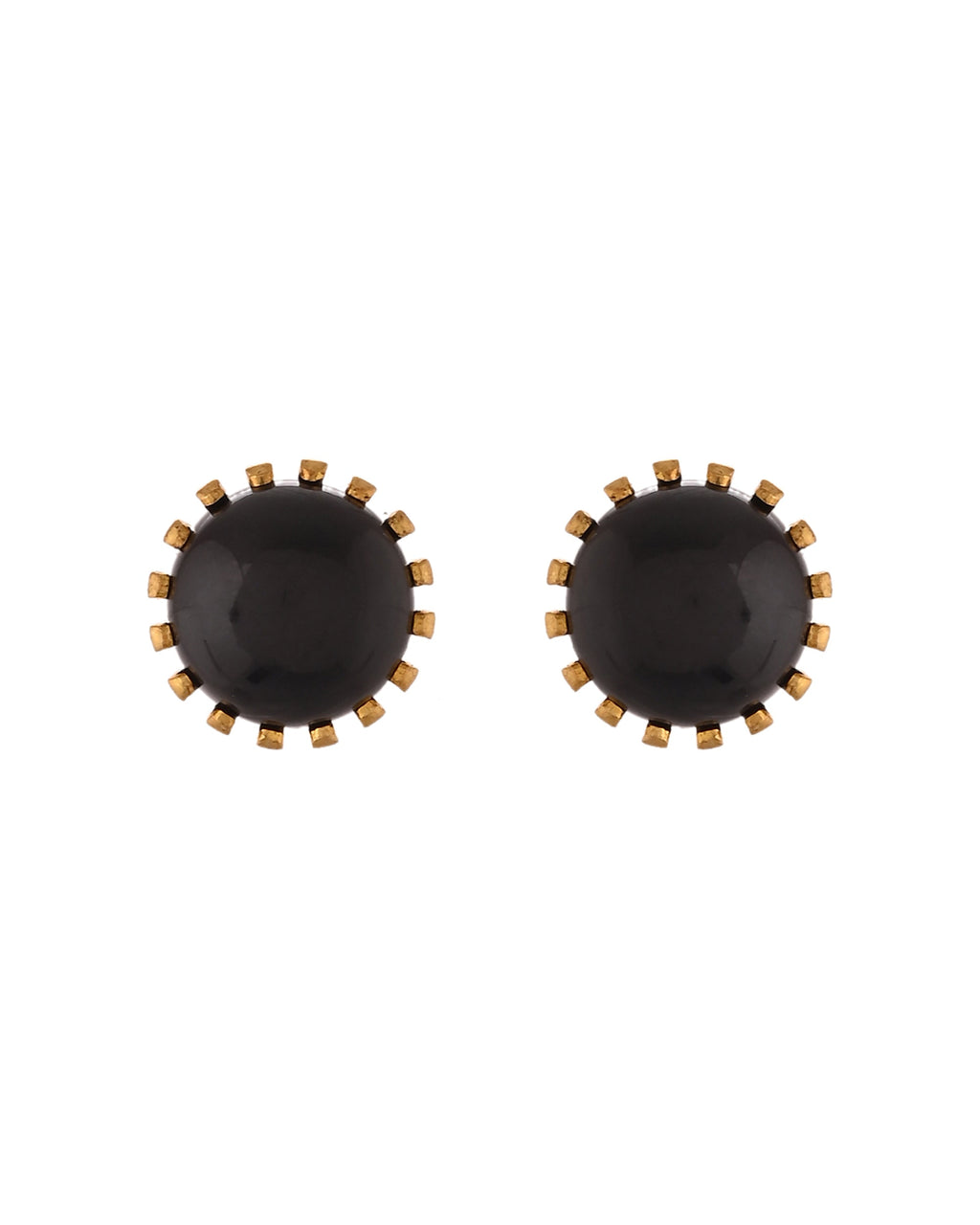 VOJ Gold Polished Stainless Steel Black Pearl Studded Chain Set