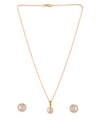 VOJ Gold Polished Stainless Steel White Pearl Studded Chain Set