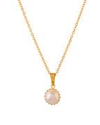VOJ Gold Polished Stainless Steel White Pearl Studded Chain Set