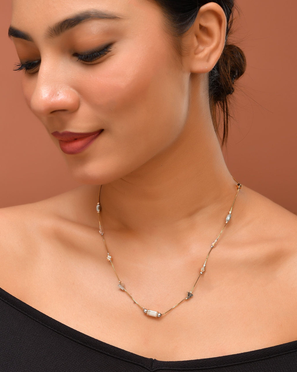 VOJ Stainless Steel Hand Crafted Rose Gold Polished Chain With Beads - Distacart