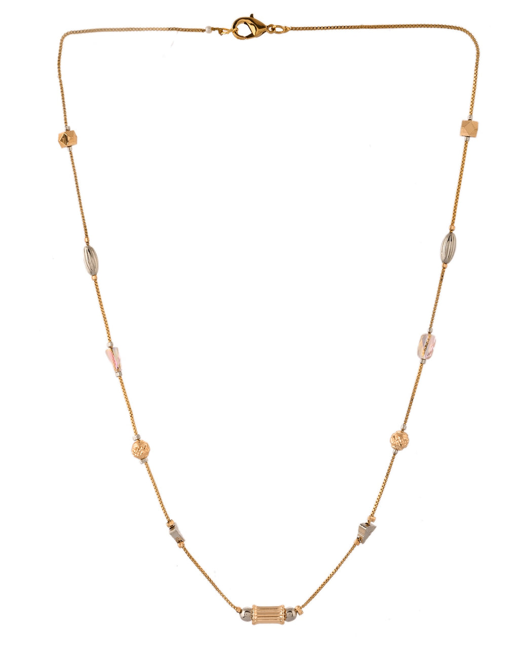 VOJ Stainless Steel Hand Crafted Rose Gold Polished Chain With Beads - Distacart