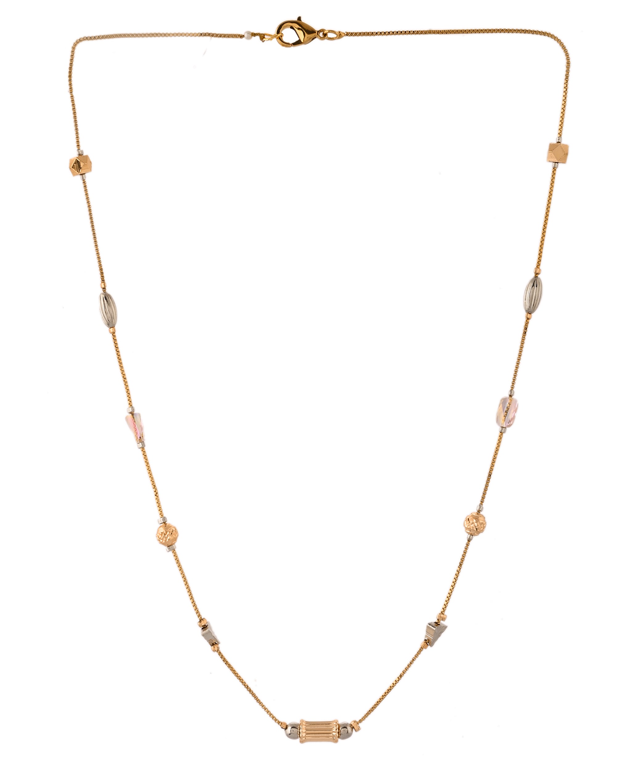 VOJ Stainless Steel Hand Crafted Rose Gold Polished Chain With Beads - Distacart