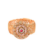 VOJ Stainless Steel Gold Polished Kundan Studded Wraparound Circular Bracelet - Distacart