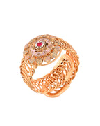 VOJ Stainless Steel Gold Polished Kundan Studded Wraparound Circular Bracelet - Distacart