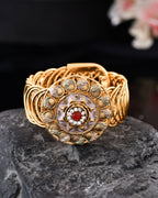 VOJ Stainless Steel Gold Polished Kundan Studded Wraparound Circular Bracelet - Distacart