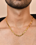VOJ Men's Gold Polished Stainless Steel Biscuit Chain With Hand Crafted Design - Distacart