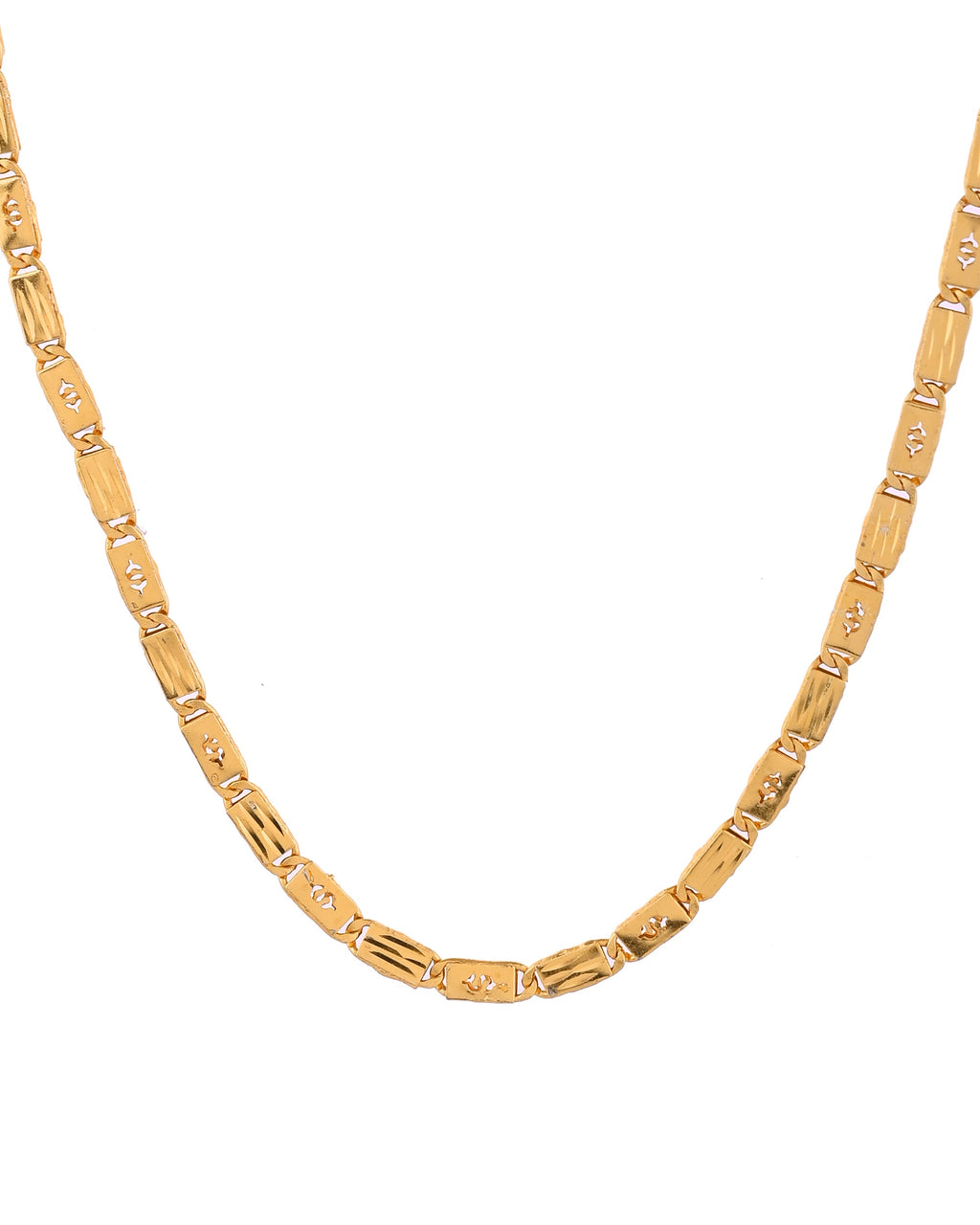 VOJ Men's Gold Polished Stainless Steel Biscuit Chain With Hand Crafted Design - Distacart
