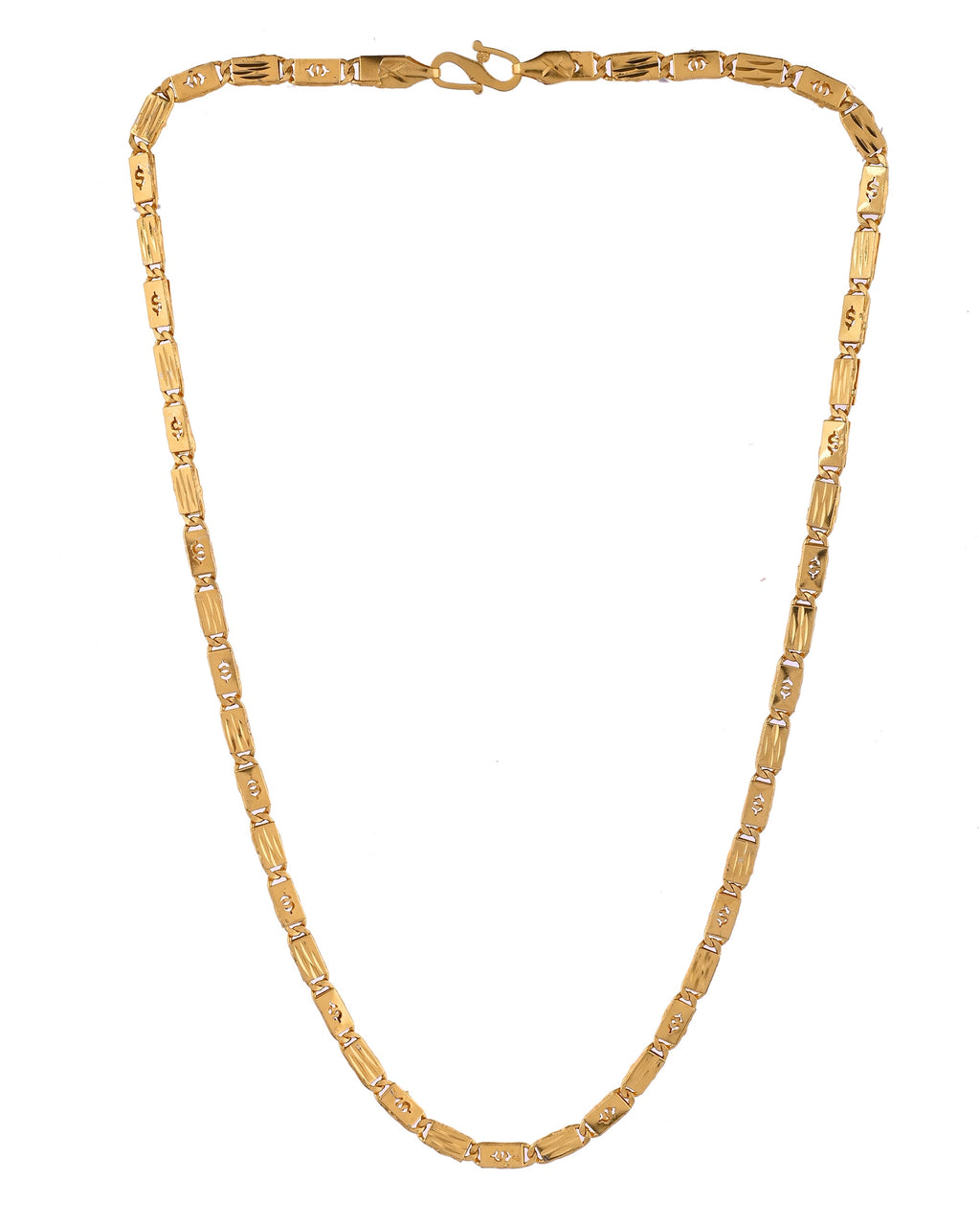 VOJ Men's Gold Polished Stainless Steel Biscuit Chain With Hand Crafted Design - Distacart