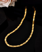 VOJ Men's Gold Polished Stainless Steel Biscuit Chain With Hand Crafted Design - Distacart