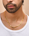 VOJ Men's Gold Polished Stainless Steel With Hand Crafted Design Biscuit Chain - Distacart