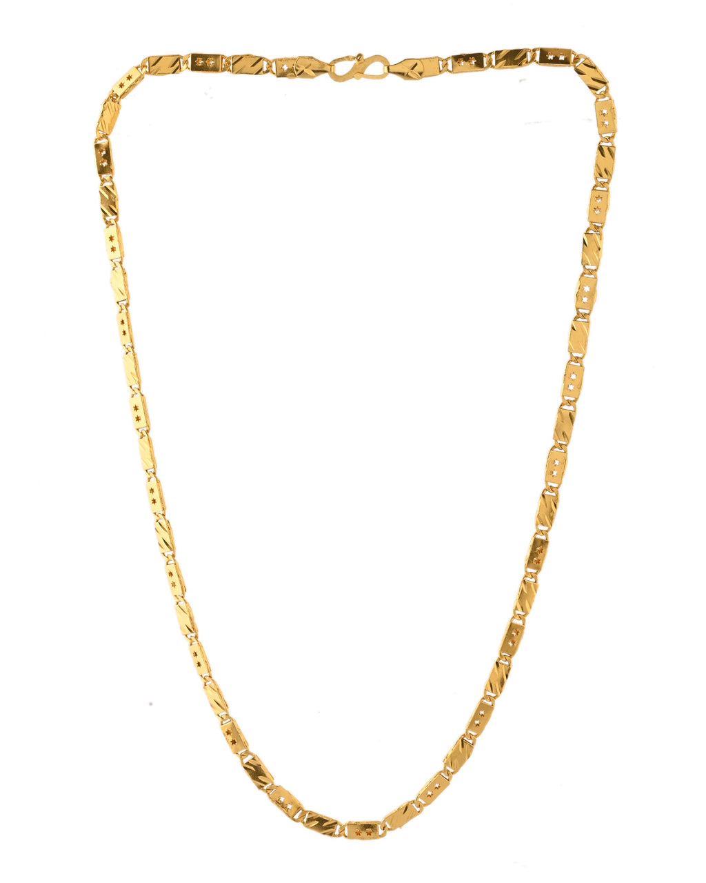 VOJ Men's Gold Polished Stainless Steel With Hand Crafted Design Biscuit Chain - Distacart