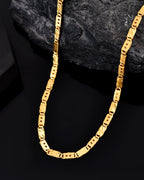 VOJ Men's Gold Polished Stainless Steel With Hand Crafted Design Biscuit Chain - Distacart