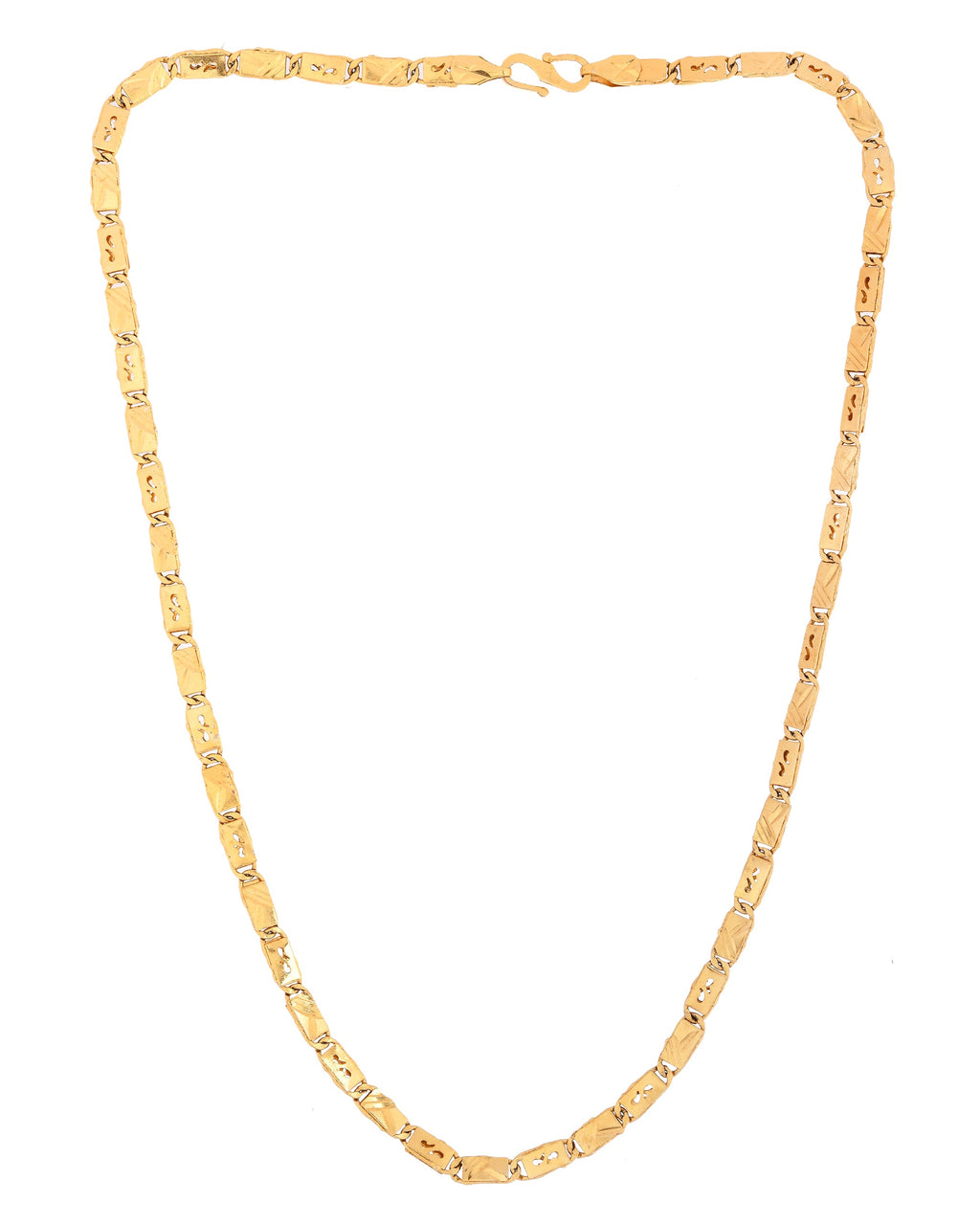 VOJ Men's Gold Polished Stainless Steel Biscuit Chain With Hand Crafted Design - Distacart