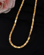VOJ Men's Gold Polished Stainless Steel Biscuit Chain With Hand Crafted Design - Distacart