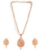 VOJ Gold Polished Kundan Studded Traditional Jewellery Set