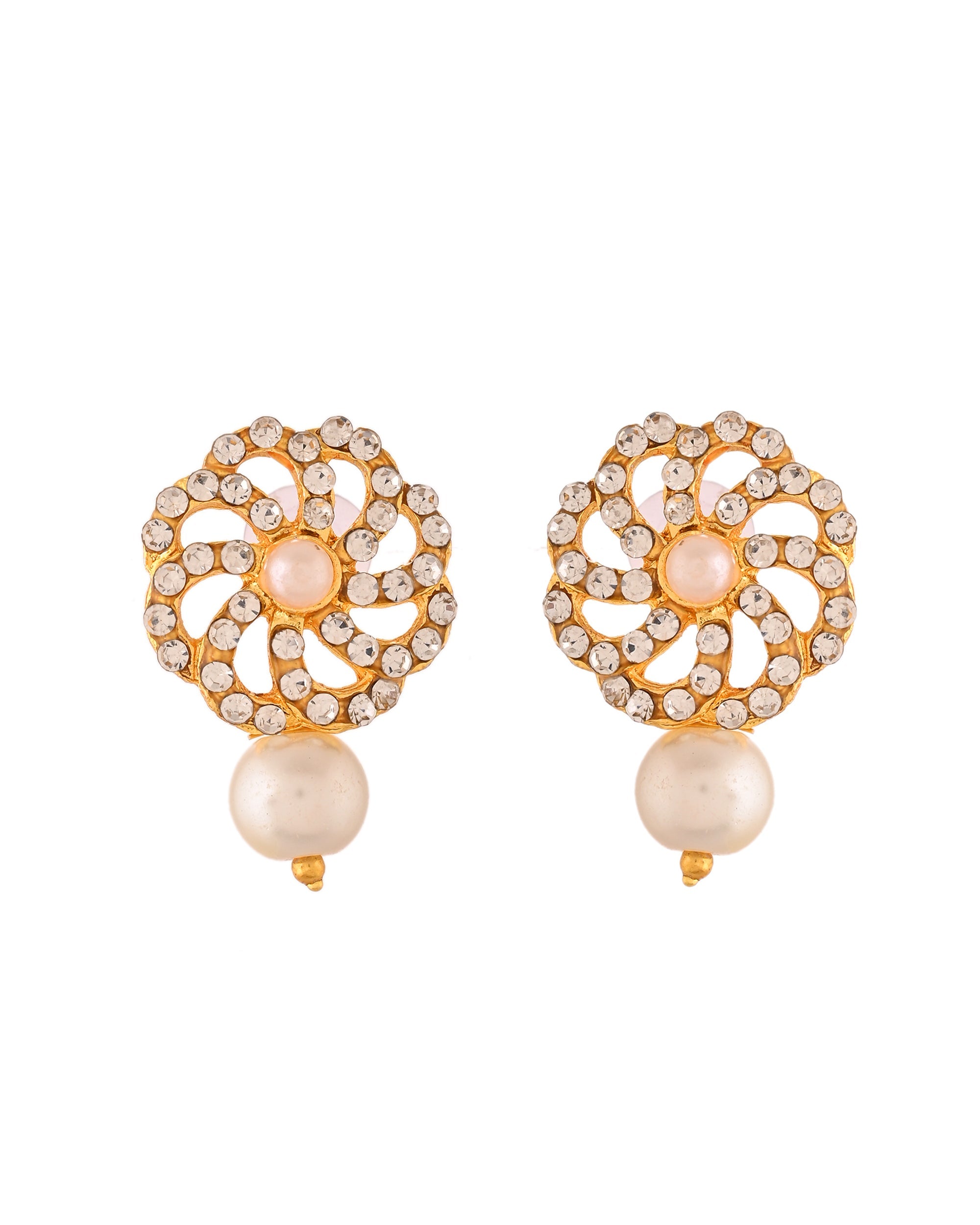 VOJ Gold Polished Stone And Pearl Studded Traditional Chokar Set