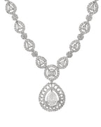 VOJ Silver Plated AD Stone Studded Elegant Necklace And Earrings Set