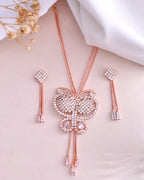 VOJ Rose Gold-Polished Butterfly Design Pendant Set