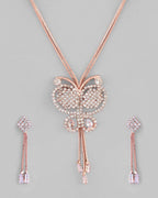 VOJ Rose Gold-Polished Butterfly Design Pendant Set