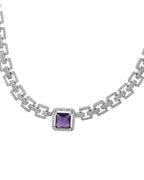 VOJ Silver Plated Geometric Shaped CZ Stone Studded Jewellery Set