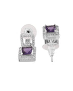VOJ Silver Plated Geometric Shaped CZ Stone Studded Jewellery Set