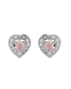 VOJ Silver Plated Baby Pink Stone Studded Heart Shaped Chain Set