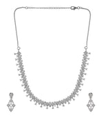 VOJ Silver Plated AD Stone Studded Hand Crafted Jewellery Set