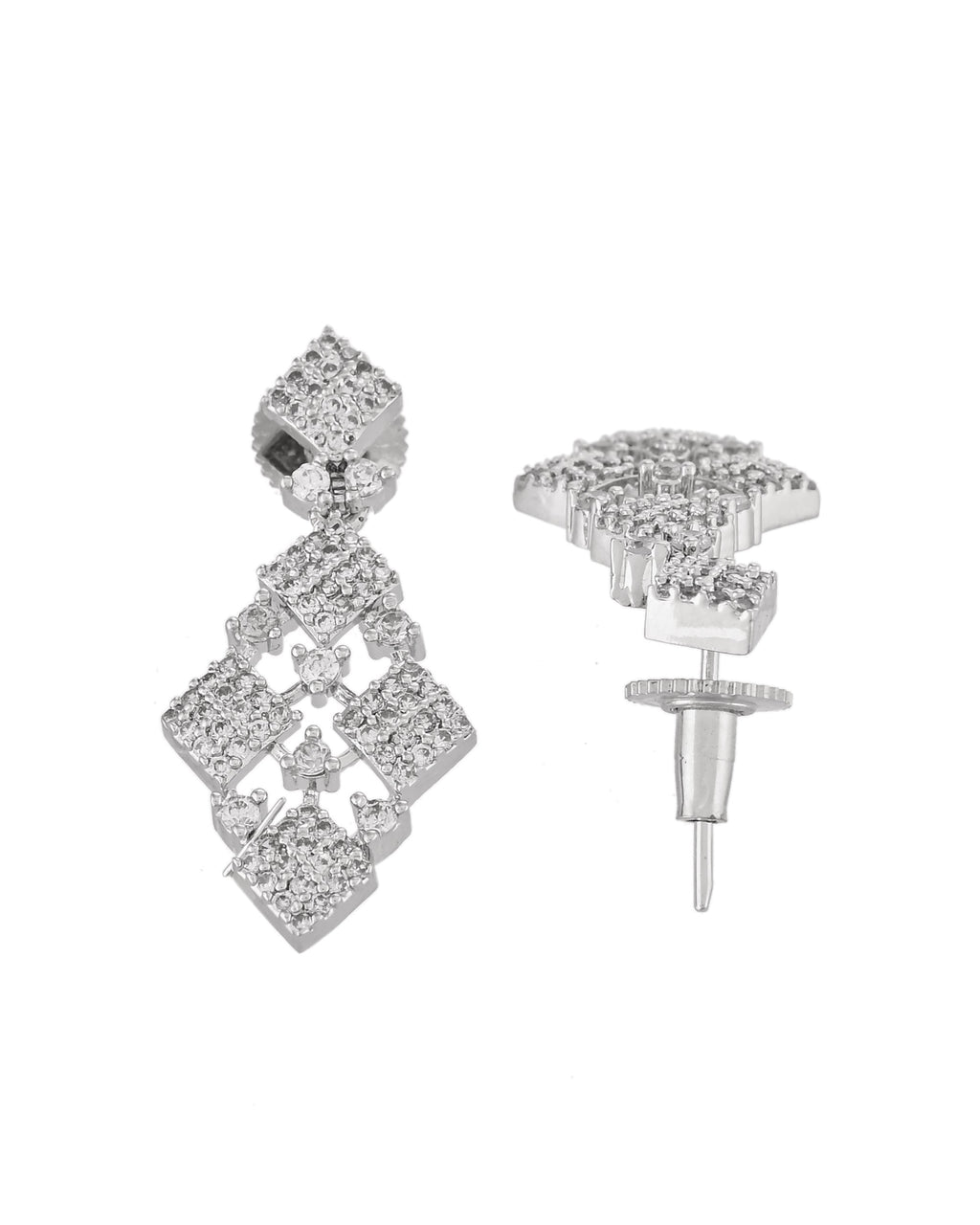 VOJ Silver Plated AD Stone Studded Hand Crafted Jewellery Set