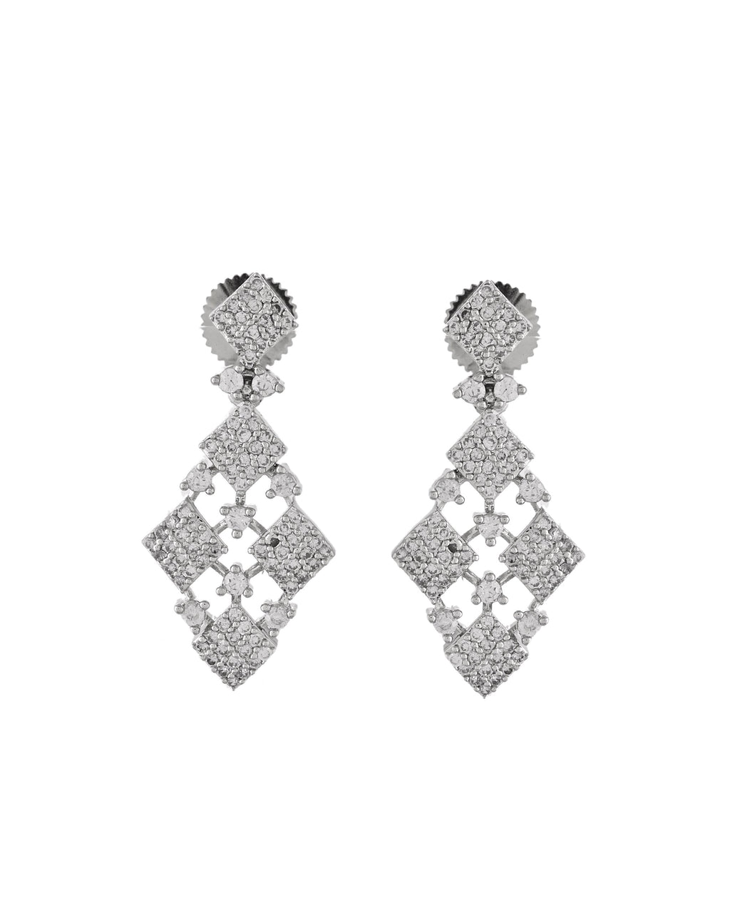 VOJ Silver Plated AD Stone Studded Hand Crafted Jewellery Set