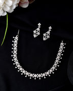 VOJ Silver Plated AD Stone Studded Hand Crafted Jewellery Set