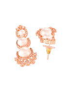 VOJ Rose-Gold Polished AD And Pearl Studded Jewellery Set