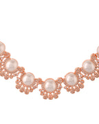 VOJ Rose-Gold Polished AD And Pearl Studded Jewellery Set