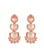 VOJ Rose-Gold Polished AD And Pearl Studded Jewellery Set