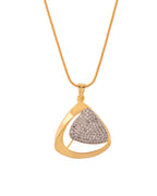 VOJ Gold Polished CZ Stone Studded Geometrical Jewellery Set
