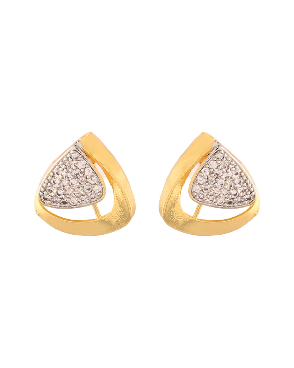 VOJ Gold Polished CZ Stone Studded Geometrical Jewellery Set
