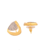 VOJ Gold Polished CZ Stone Studded Geometrical Jewellery Set