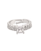 VOJ Silver Plated Cubic Zirconia Studded Finger Ring